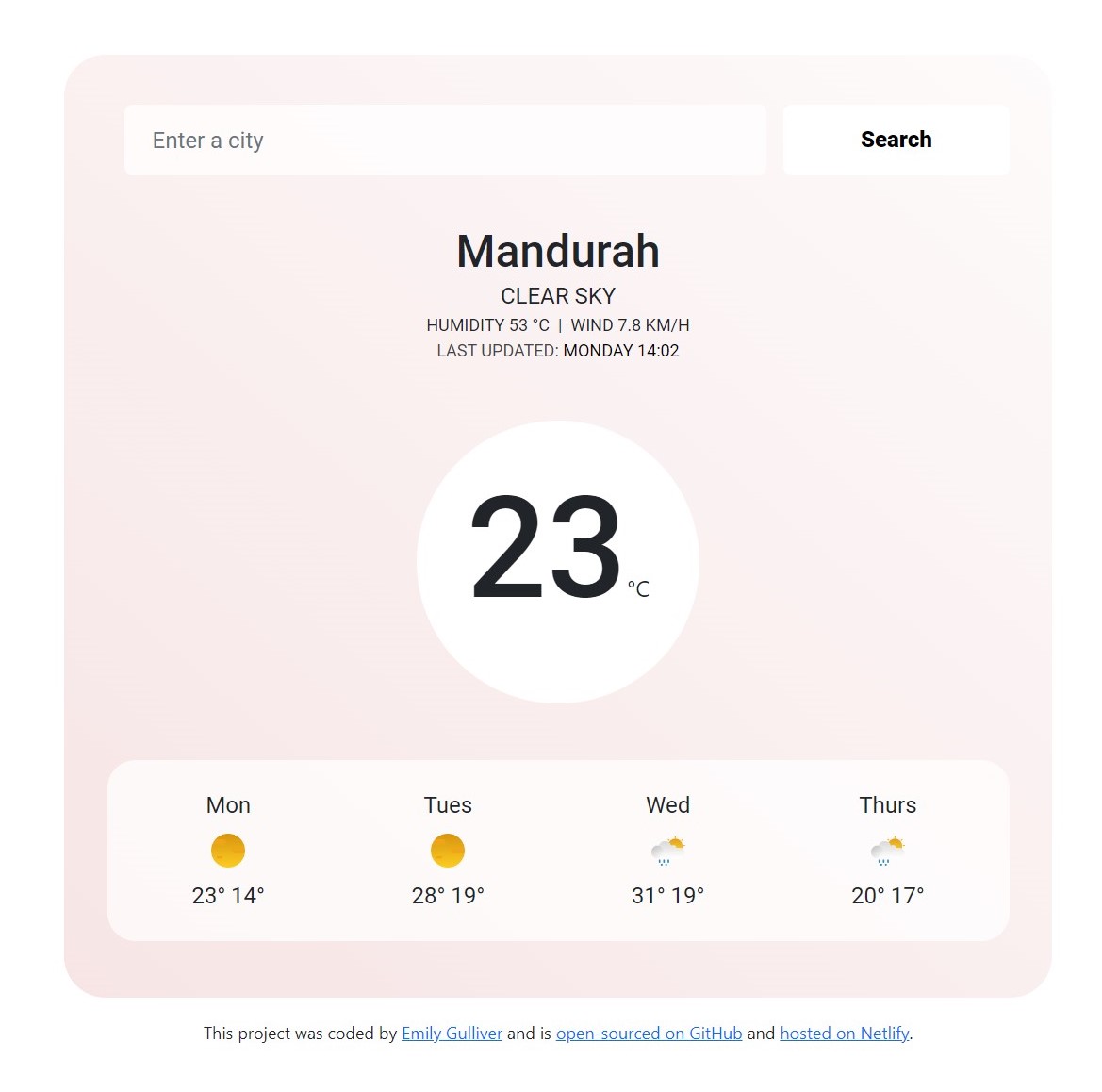 project of a weather app
