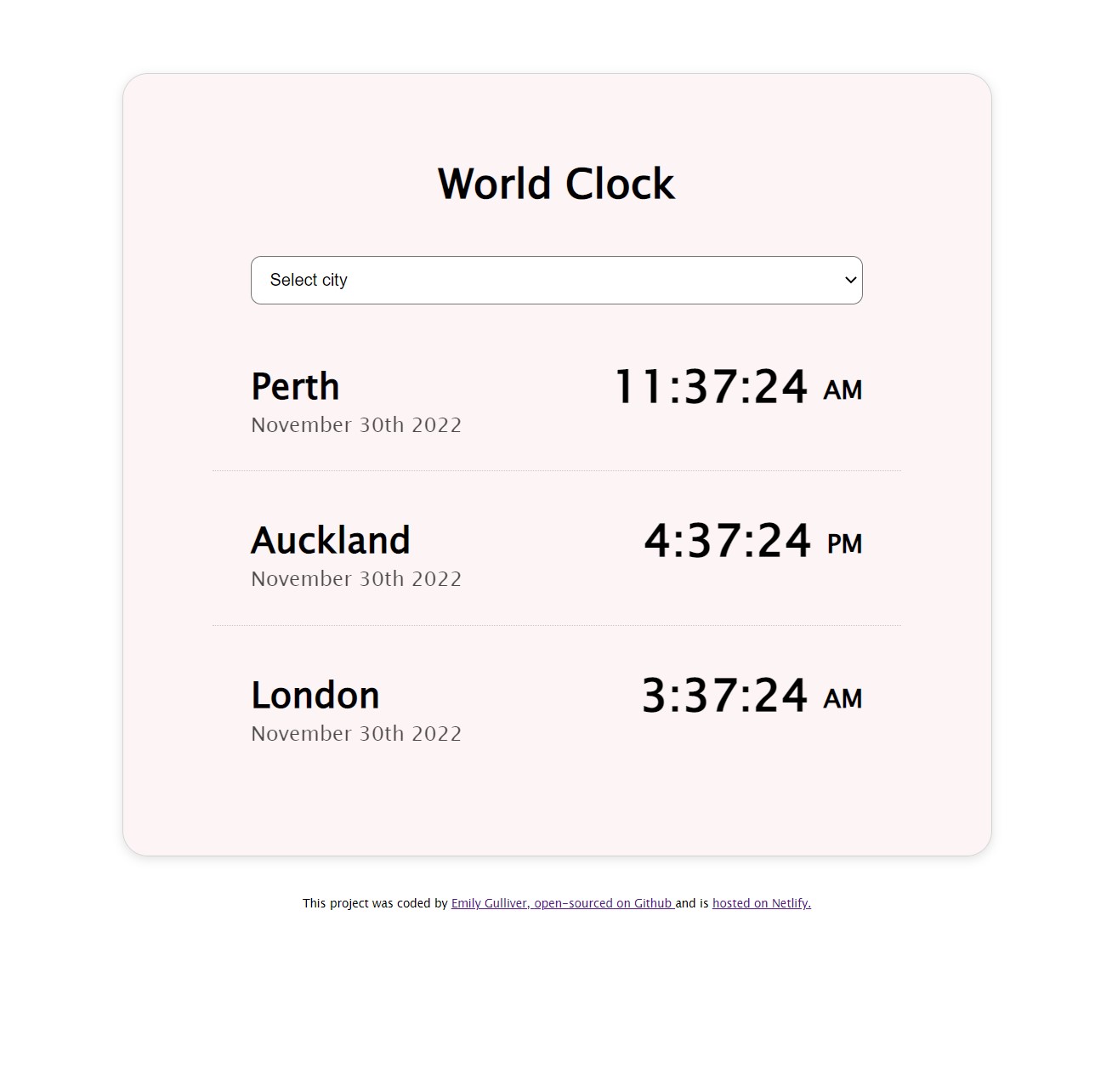 project of world clock